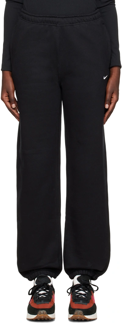 Shop Nike Black Embroidered Lounge Pants In Black/white