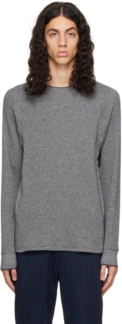 Shop Vince Gray Mouline Thermal Crewneck Sweater In Off White/black-174o