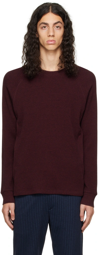 Shop Vince Burgundy Mouline Thermal Crewneck Sweater In Optimistic Red/black