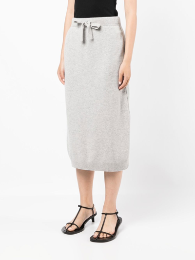 Shop N•peal Straight Cashmere Skirt In Grey