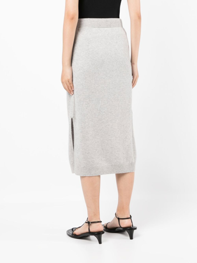Shop N•peal Straight Cashmere Skirt In Grey