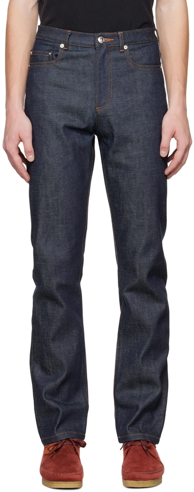 Shop Apc Navy Standard Jeans In Iai Indigo
