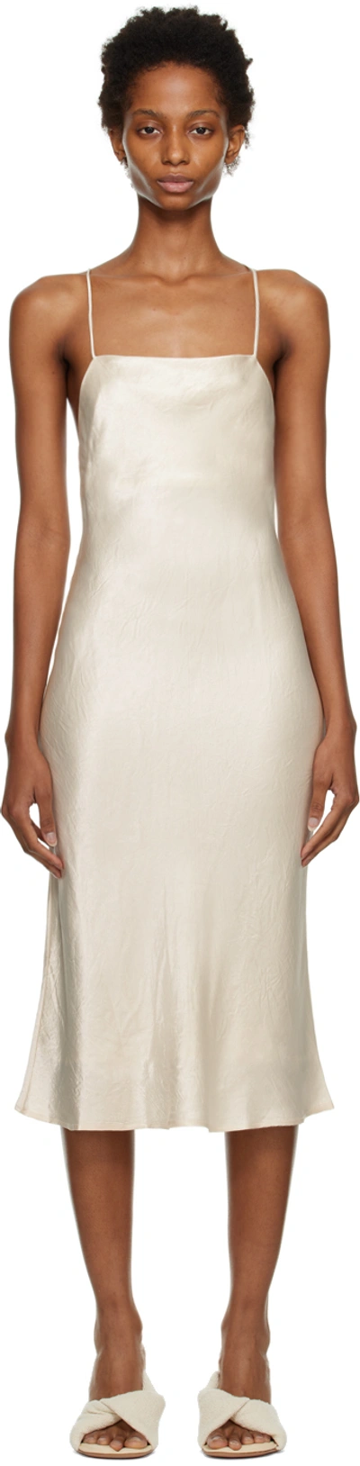 Shop Third Form Off-white Crush Bias Midi Dress In Cream
