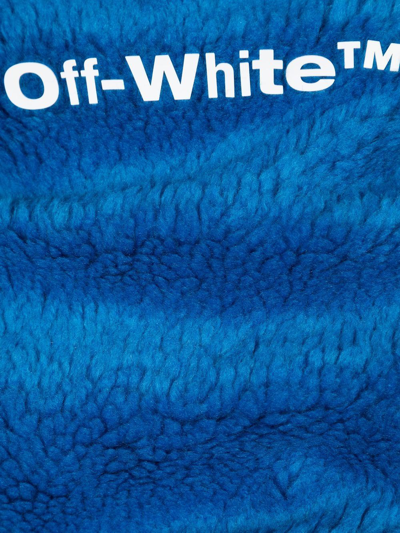 Shop Off-white Logo Faux Fur Neck Warmer In Blue