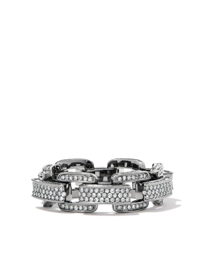 Shay 18kt Black Gold Diamond Chain-link Ring In Black