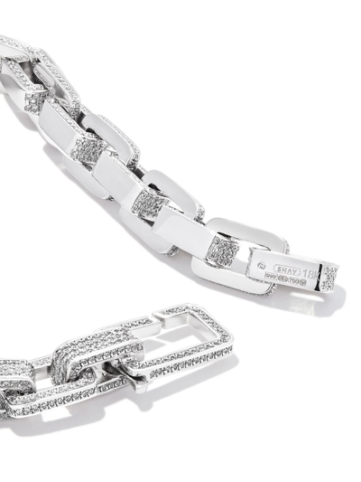 Shop Shay 18kt White Gold Chain-link Diamond Bracelet In Silver