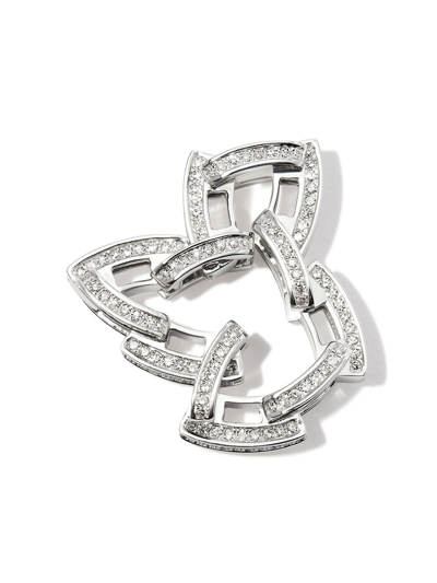 Shop Shay 18kt White Gold Deco Link Diamond Ring In Silver