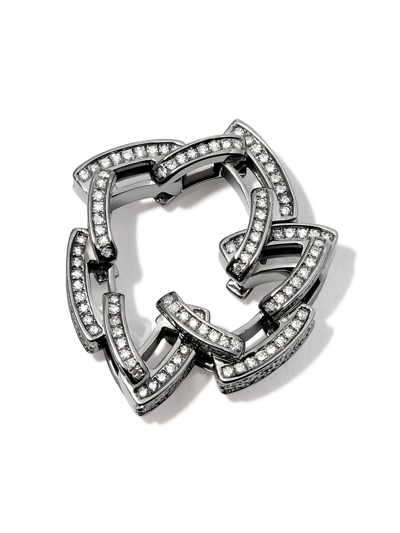 Shay 18kt Black Gold Diamond Chain-link Ring In Black