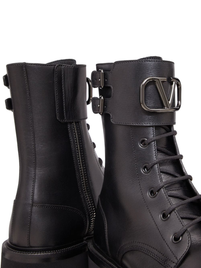 Shop Valentino Vlogo Signature Combat Boots In Black