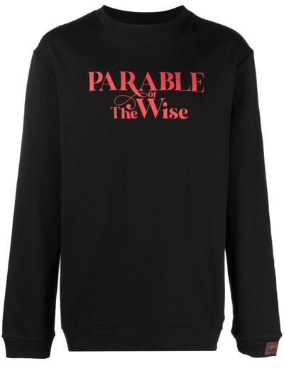 Raf Simons Parable-print Cotton-jersey Sweatshirt In Black