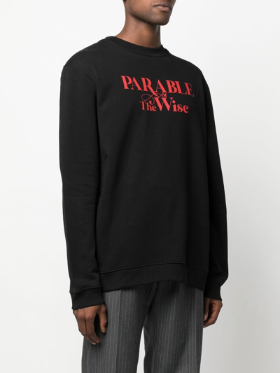Raf Simons Parable-print Cotton-jersey Sweatshirt In Black