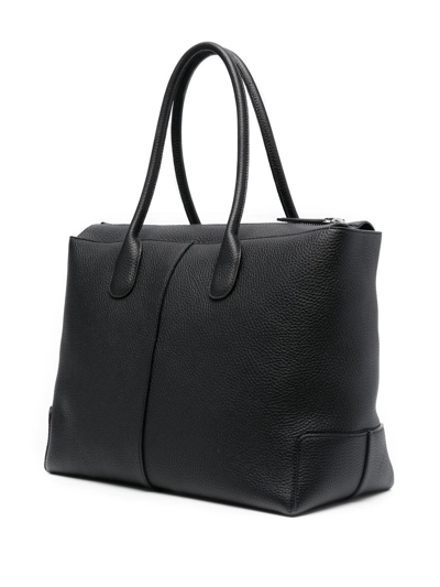 Tod's Zipped Shopper Tote In Black