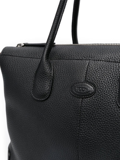 Tod's Zipped Shopper Tote In Black