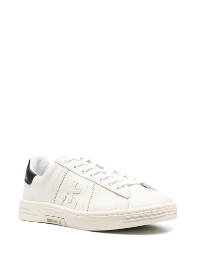 Shop Premiata Russel Low-top Leather Sneakers In White