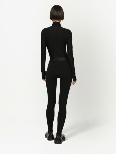 Shop Dolce & Gabbana Dg-logo Roll-neck Bodysuit In Black