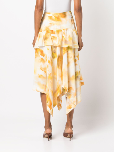 Shop Jason Wu Ruffled Midi Skirt In Yellow