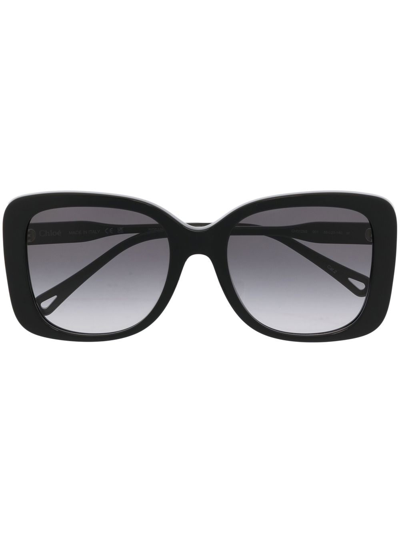 Shop Chloé Oversized Square-frame Sunglasses In Black