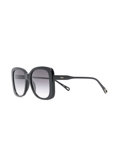 Shop Chloé Oversized Square-frame Sunglasses In Black
