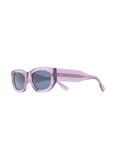 Shop Gucci Rectangle-frame Sunglasses In Purple