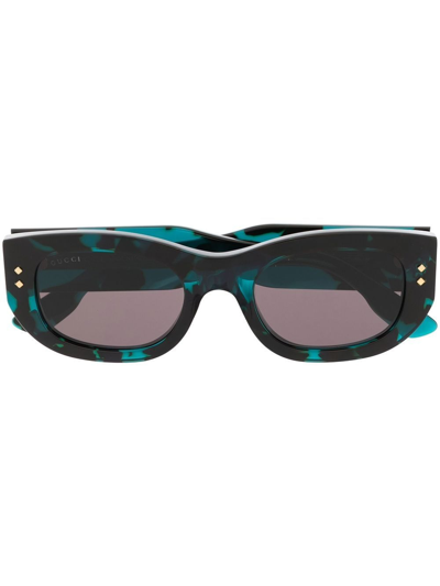 Shop Gucci Rectangle-frame Sunglasses In Blue