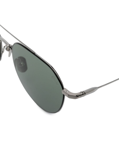 Shop Brioni Pilot-frame Sunglasses In Silver