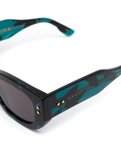 Shop Gucci Rectangle-frame Sunglasses In Blue