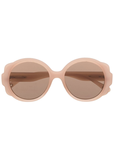 Shop Chloé Round-frame Sunglasses In Neutrals