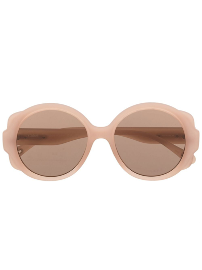 Chloé Round-frame Sunglasses In Neutrals