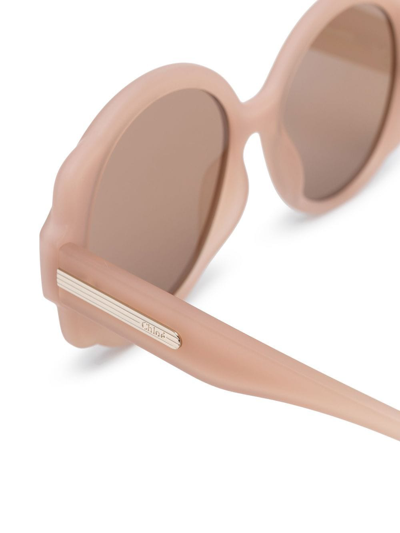 Shop Chloé Round-frame Sunglasses In Neutrals