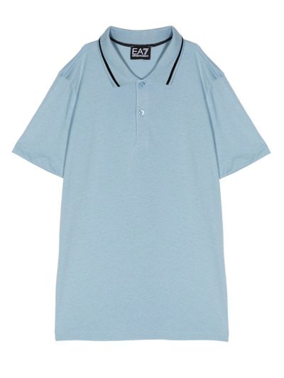Shop Ea7 Logo-print Polo Shirt In Blue