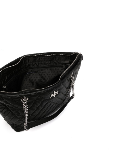 Shop Armani Exchange Padded Shoulder Bag In Black