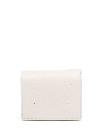 Shop Maison Margiela Four-stitch Leather Card Holder In White