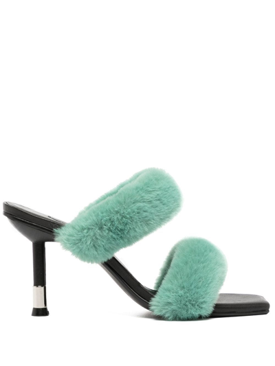 Shop Senso Quisha Faux-shearling 90mm Sandals In Green
