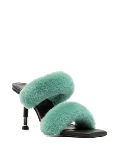 Shop Senso Quisha Faux-shearling 90mm Sandals In Green