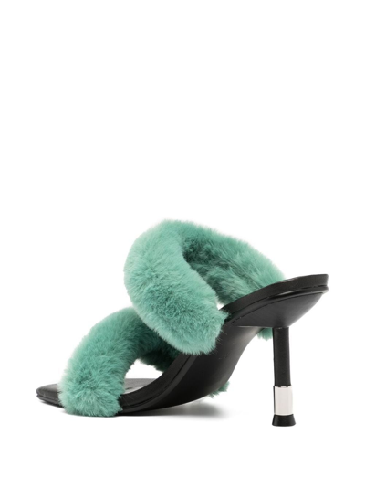 Shop Senso Quisha Faux-shearling 90mm Sandals In Green