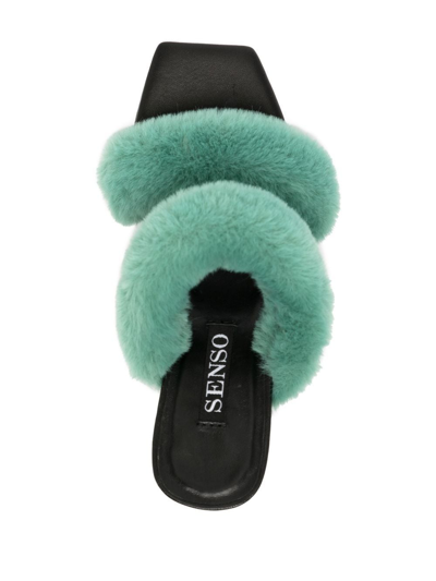 Shop Senso Quisha Faux-shearling 90mm Sandals In Green