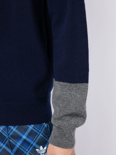 Shop Comme Des Garçons Shirt Colour-block Crew Neck Sweater In Blue