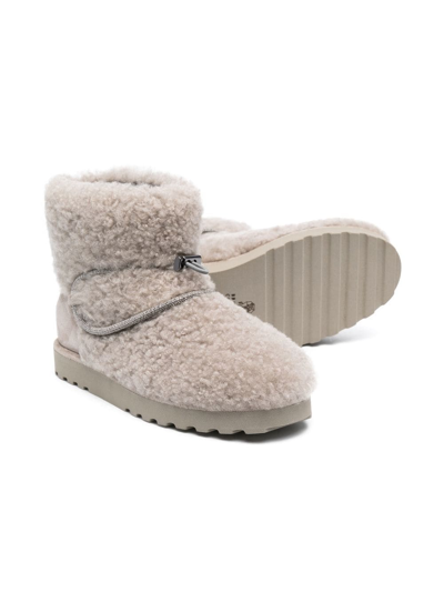 Brunello Cucinelli Fleece-texture Ankle Boots In Neutrals