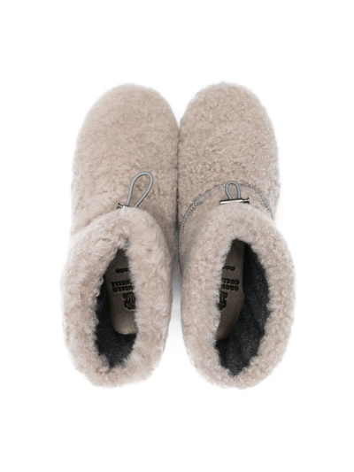 Brunello Cucinelli Fleece-texture Ankle Boots In Neutrals