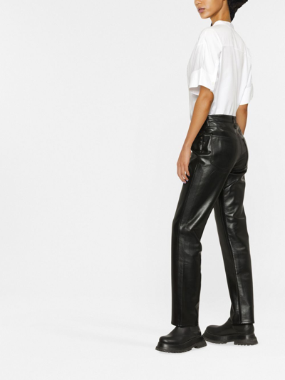 Shop Agolde Lyle Leather Trousers In Black