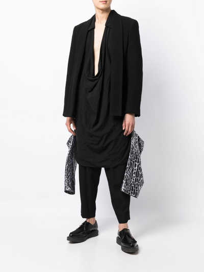 Shop Comme Des Garçons Homme Deux Asymmetric-hem Wool Blazer In Black