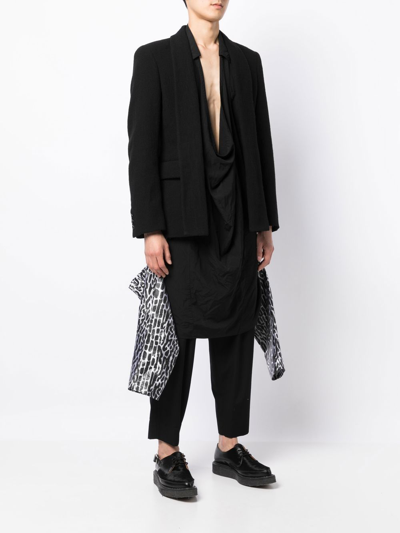 Shop Comme Des Garçons Homme Deux Asymmetric-hem Wool Blazer In Black