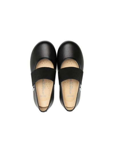 Andanines Kids' Logo-plaque Leather Ballerina Shoes In Black