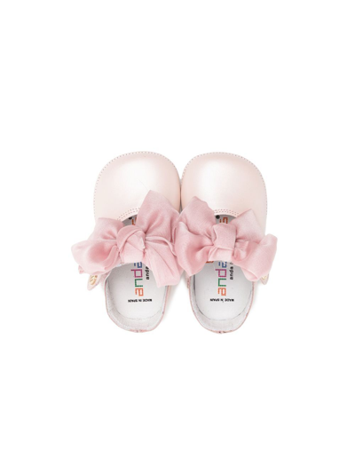 Andanines Bow-detail Leather Ballerina Shoes In Pink