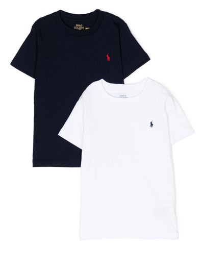Shop Ralph Lauren Logo-embroidered Three-pack T-shirts In Multicolour