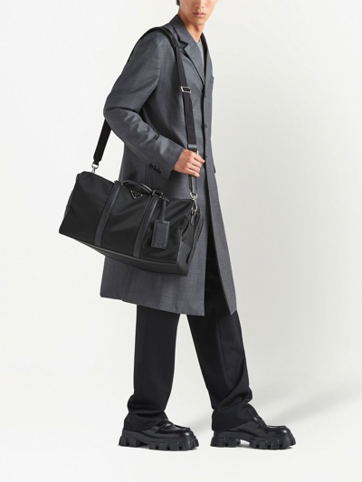 Prada Re-nylon And Saffiano Leather Duffel Bag In Black