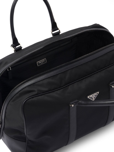 Shop Prada Triangle Logo-patch Duffel Bag In Black
