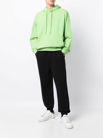 Five Cm Logo-embroidered Drawstring Hoodie In Green