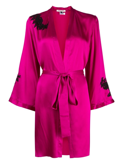 Shop Gilda & Pearl Juliete Lace-embroidered Robe In Pink