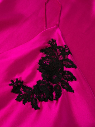 Shop Gilda & Pearl Lace-appliqué Silk Nightdress In Pink